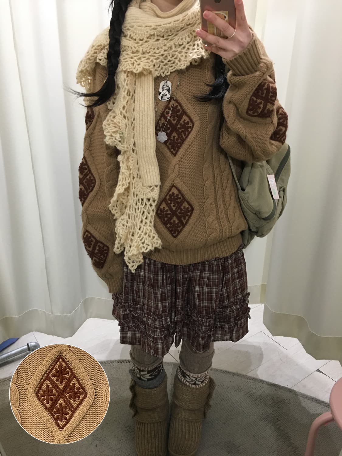 Fine natural soft flower knit 상품이미지1