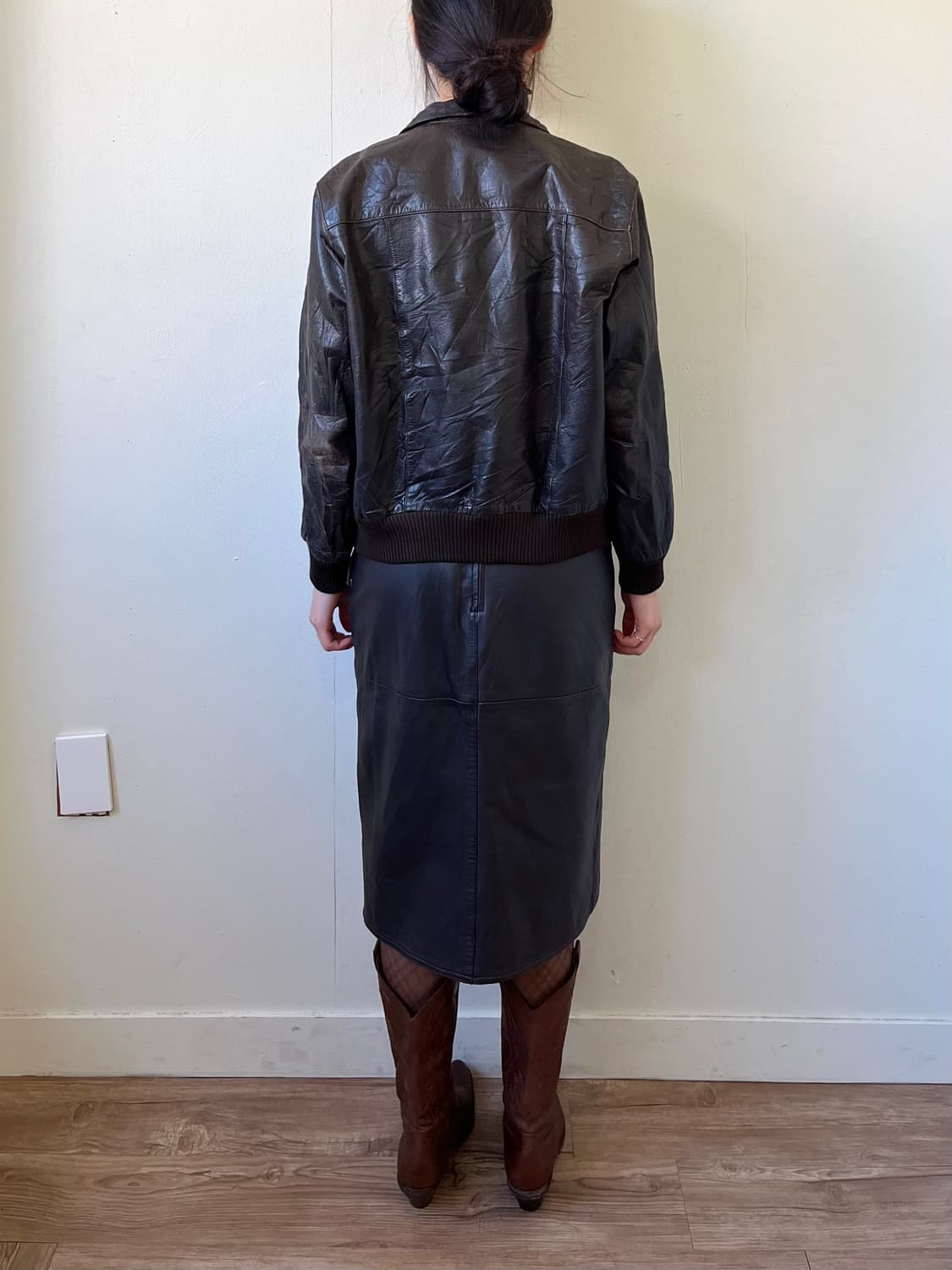 90‘s THREE MEN 브라운 레더자켓 상품이미지9