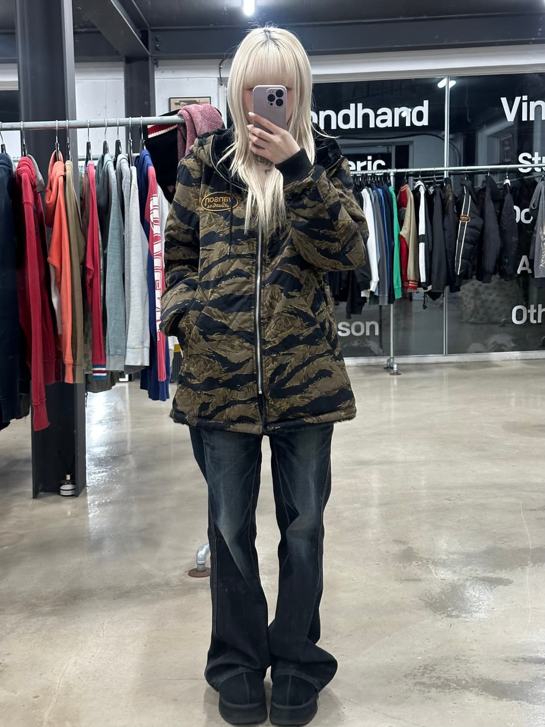 벤슨 리버시블 카모 퍼 자켓 상품이미지2