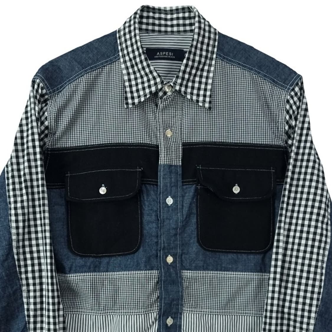 [아스페시] 멀티 체크 데님 도킹 투포켓 셔츠 M20066 상품이미지4