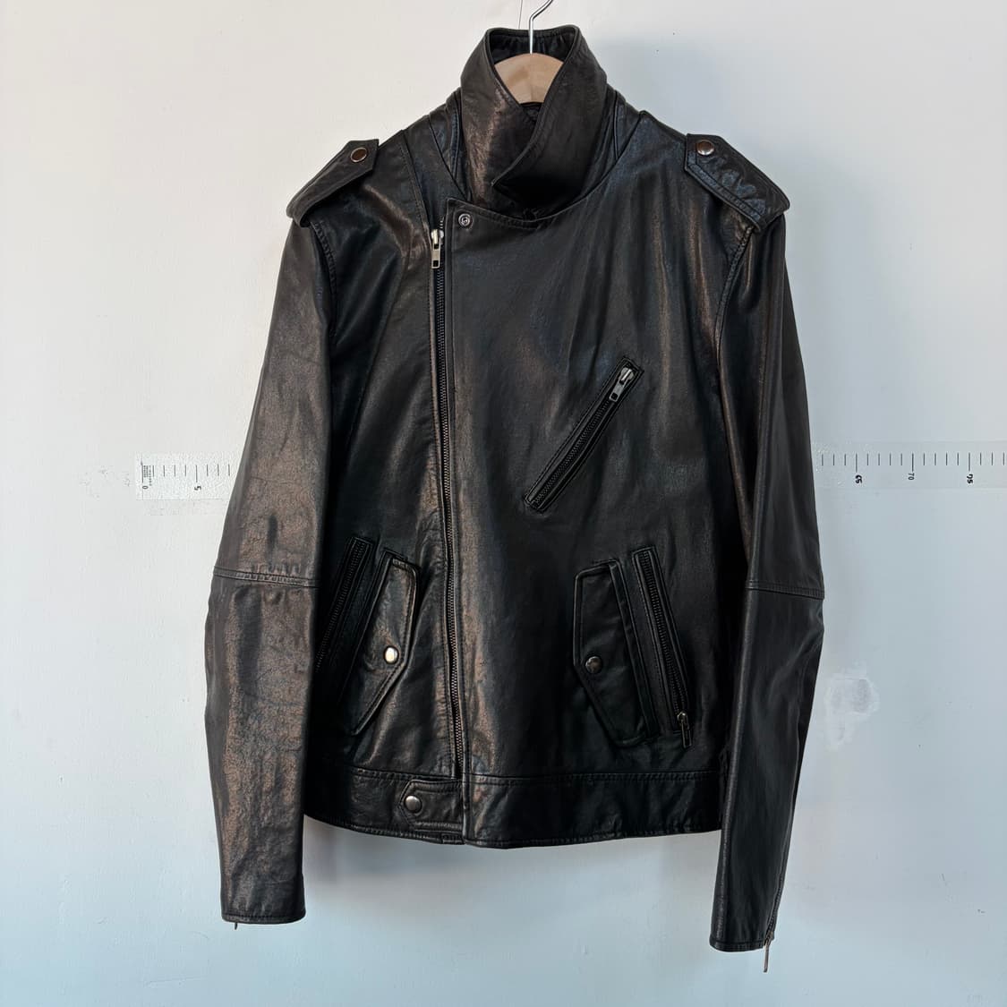 헤스티지 블랙 레더 라이더 자켓 상품이미지3