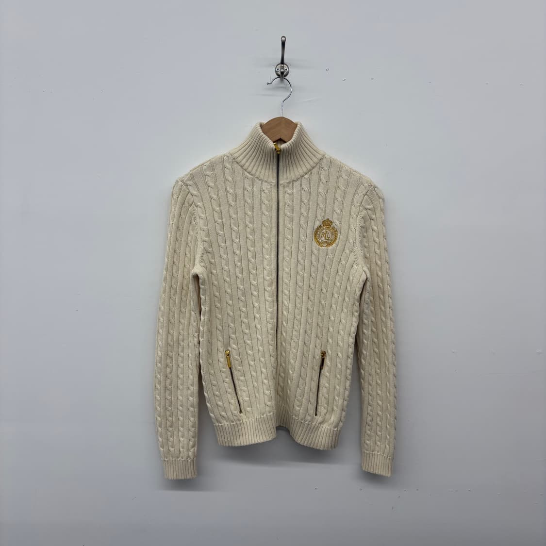 폴로 랄프로렌 아이보리 꽈배기 니트 집업 여M 상품이미지1