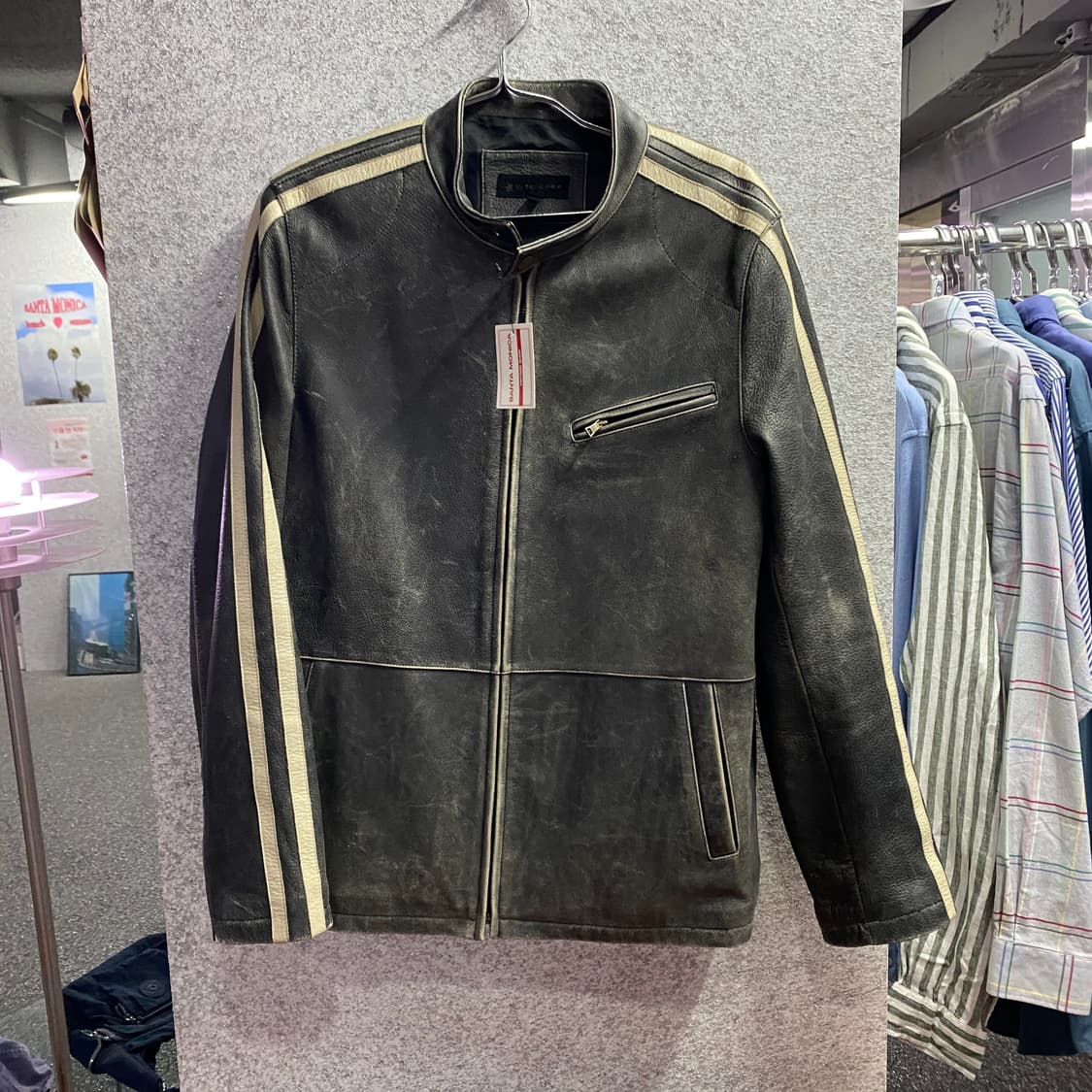 인터크루 빈티지 워시드 트랙탑 레더자켓 B4495 상품이미지2