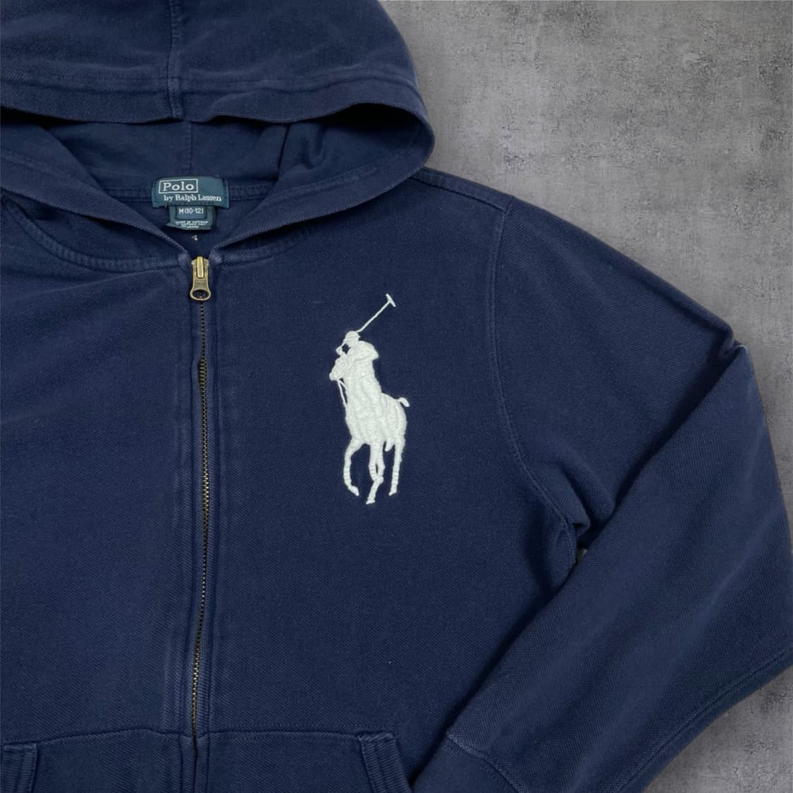 폴로 랄프로렌 네이비 빅포니 후드 집업 키즈 M(10–12) 상품이미지3