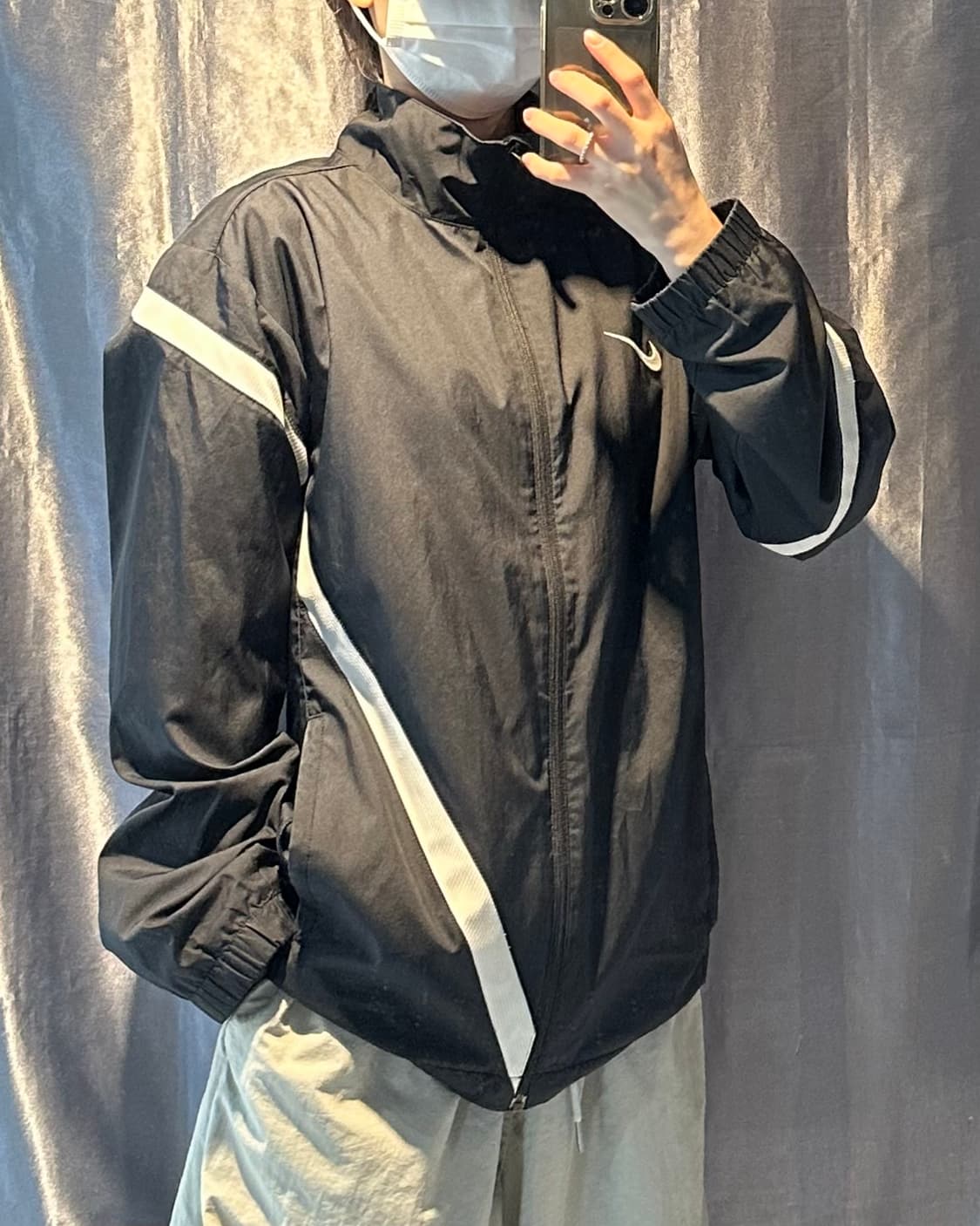 M 나이키 스우시 사선라인 포인트 블랙 바람막이 상품이미지1