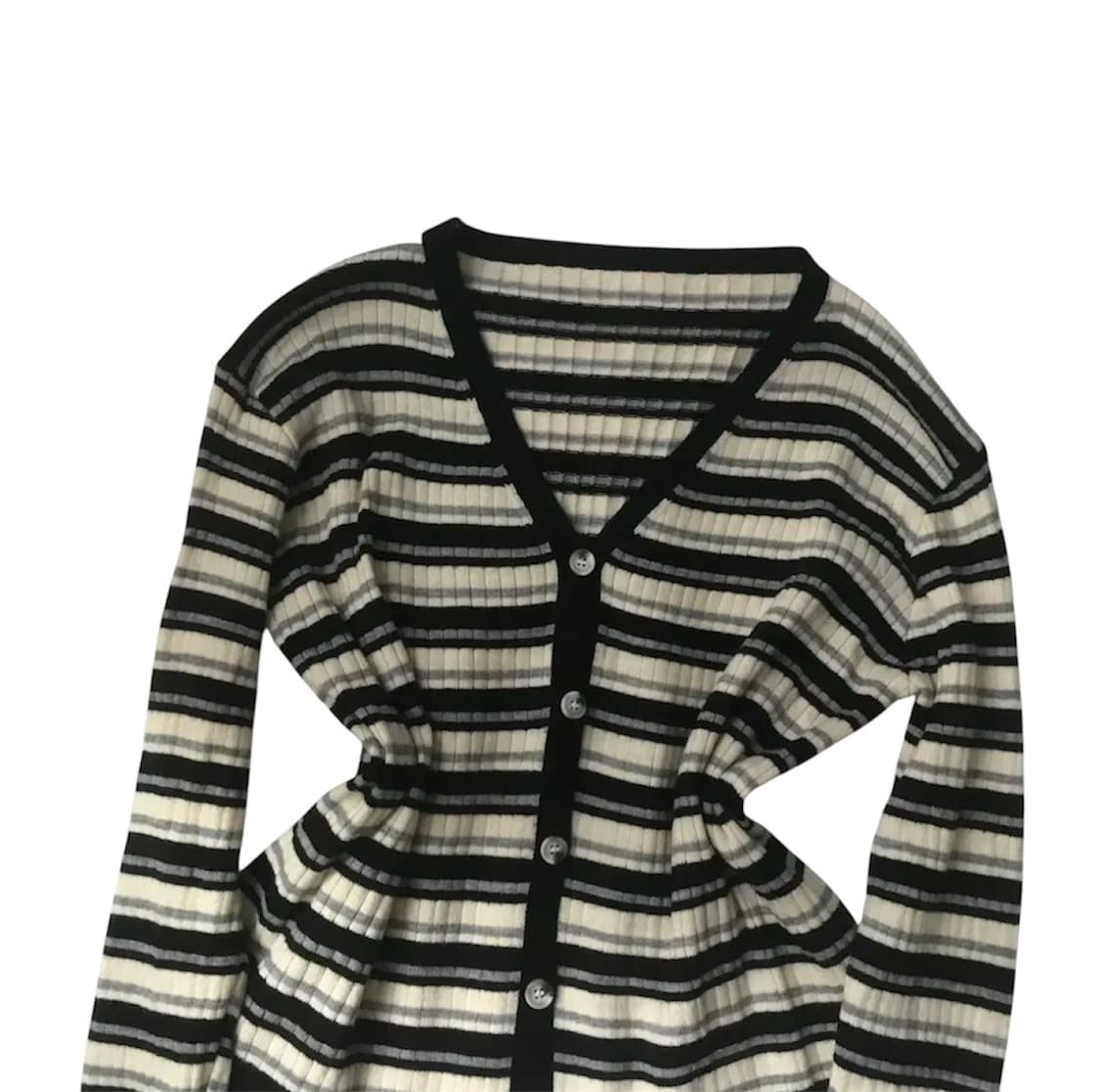 스트라이프 골지 가디건 상품이미지2