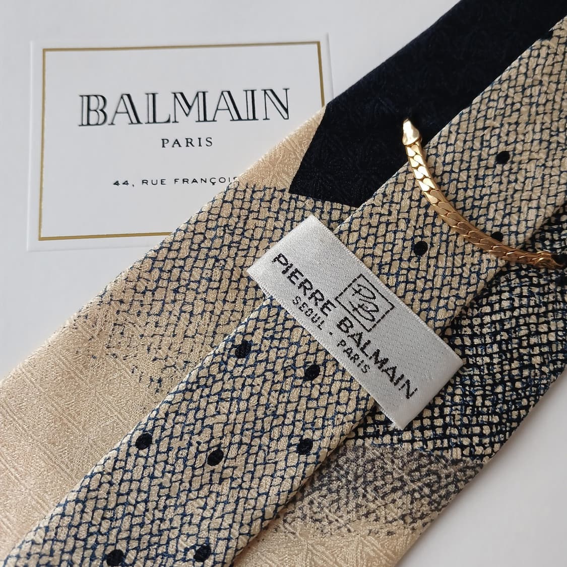 발망 실크 베이지 패턴 넥타이 9.7cm A+~A등급 A19501
발망  상품이미지7