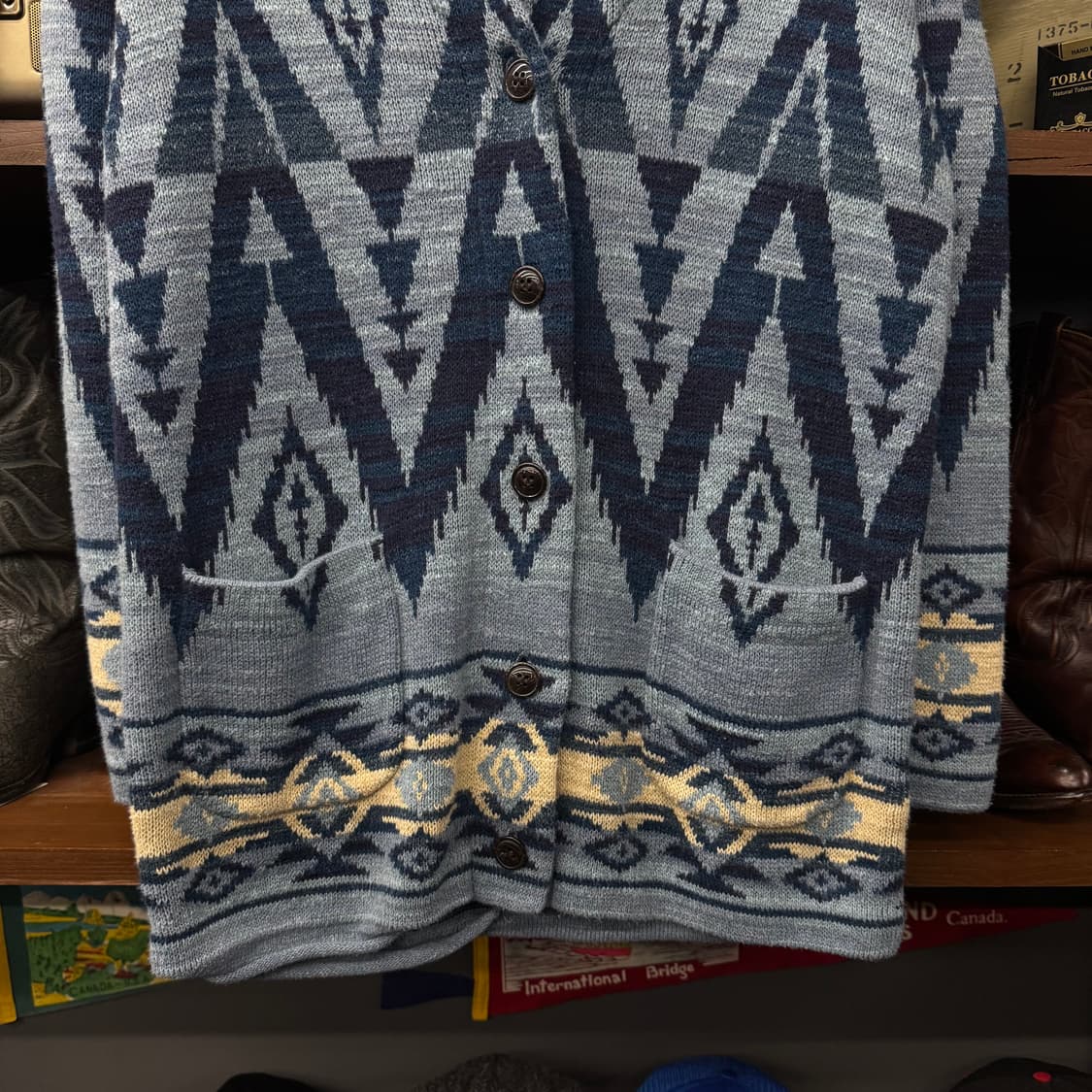 폴로 랄프로렌 신형 네이티브 나바호 패턴 니트 가디건 나무 단추 N46 상품이미지4