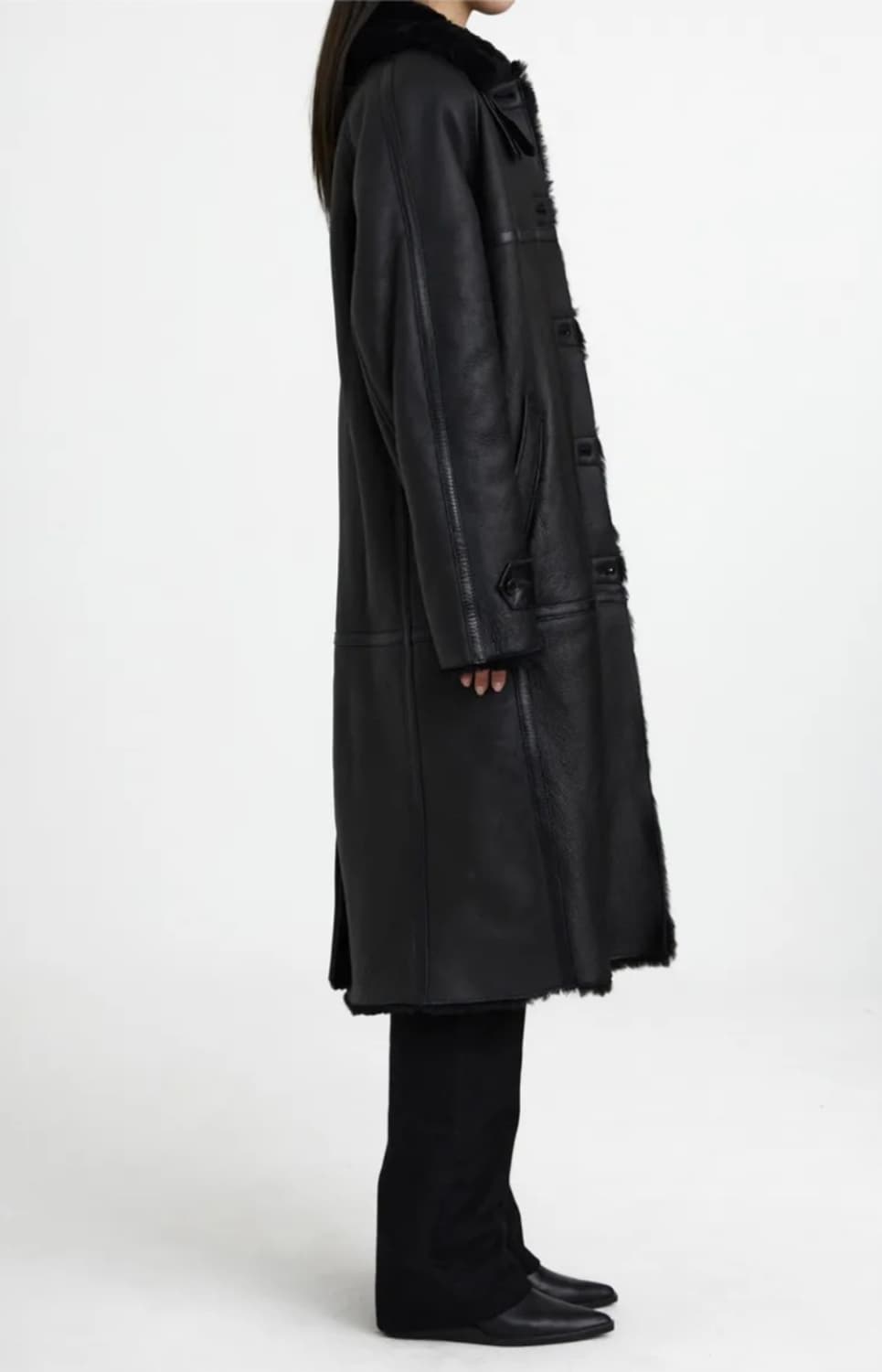 (미시착새상품) 유스 youth 이태리 레더 무스탕 롱코트 S 상품이미지4