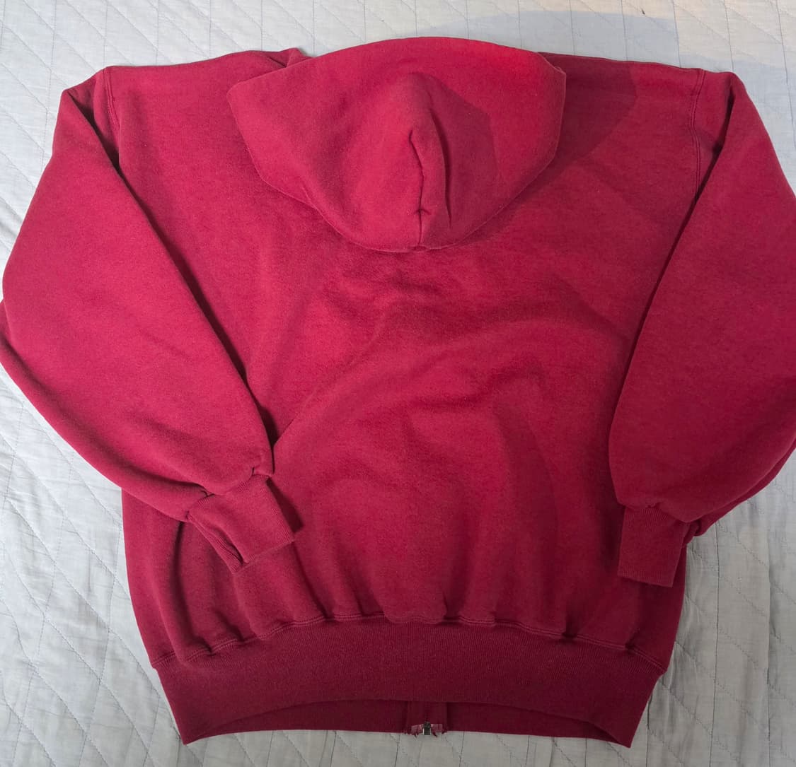 [XL] 90s 빈티지 러셀 애슬레틱 후드 집업 페이디드 레드/버건디 상품이미지4