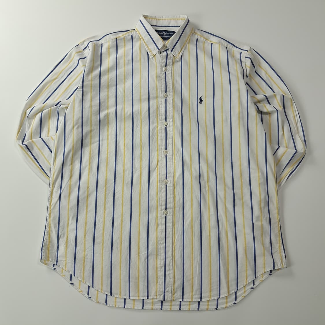 CK321 L 폴로 90s 올드스쿨 네이비 옐로우 스트라이프 셔츠 남방 상품이미지1