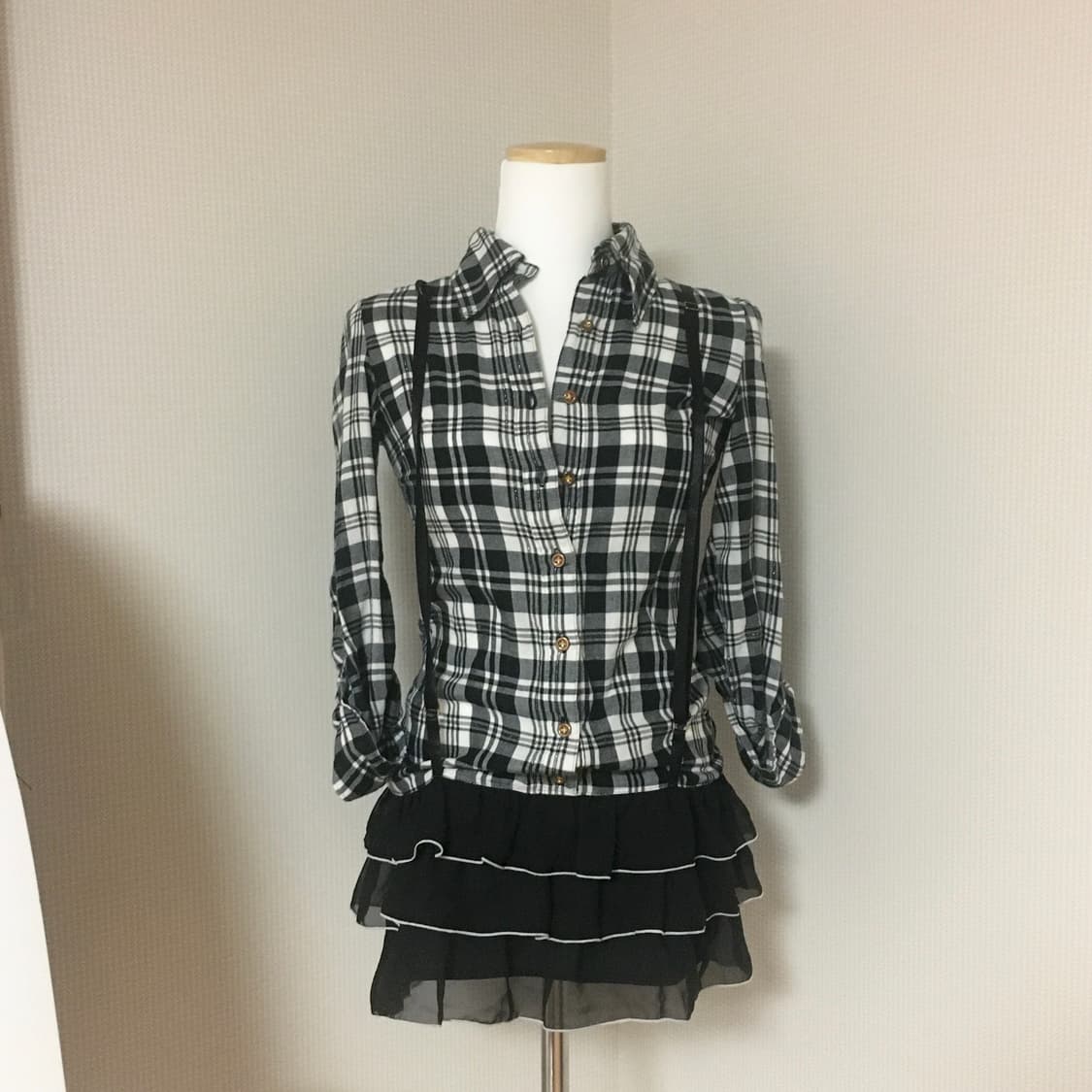 체크 서스펜더 원피스 상품이미지8