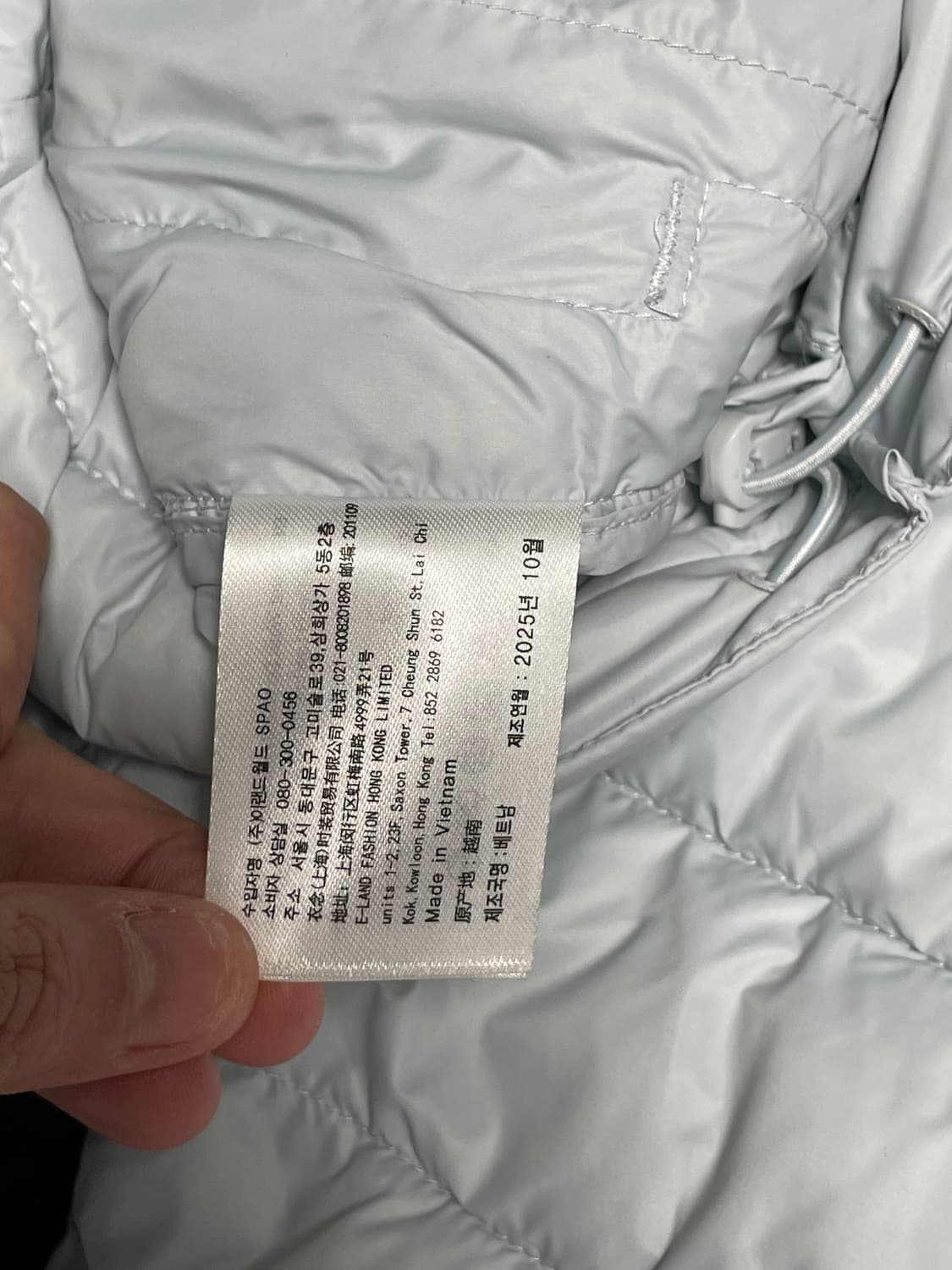 L) 스파오 경량패딩 씬라이트 후드 재킷 페일블루 상품이미지6