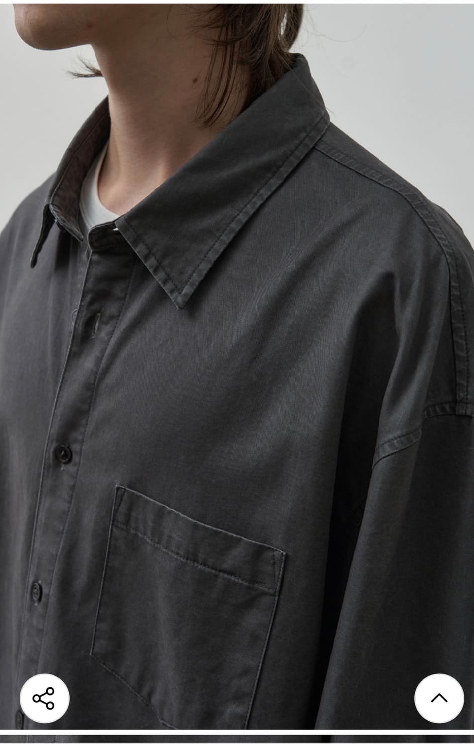 (새상품)(L) 알리스 애쉬드 가먼츠 크롭 피그먼트 셔츠 [차콜] 판매 상품이미지8