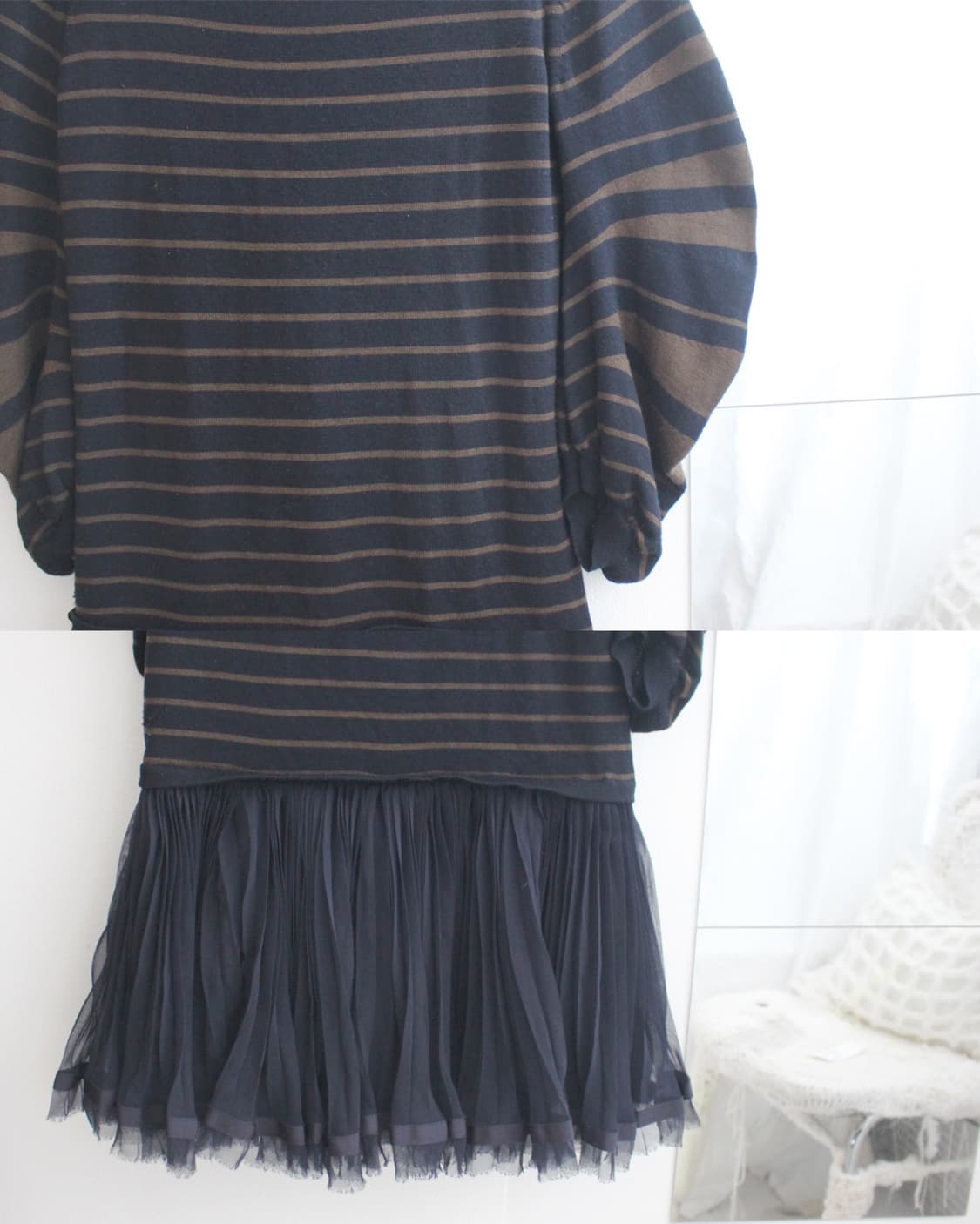 Sacai stripe knit prill layered onepiece 상품이미지4