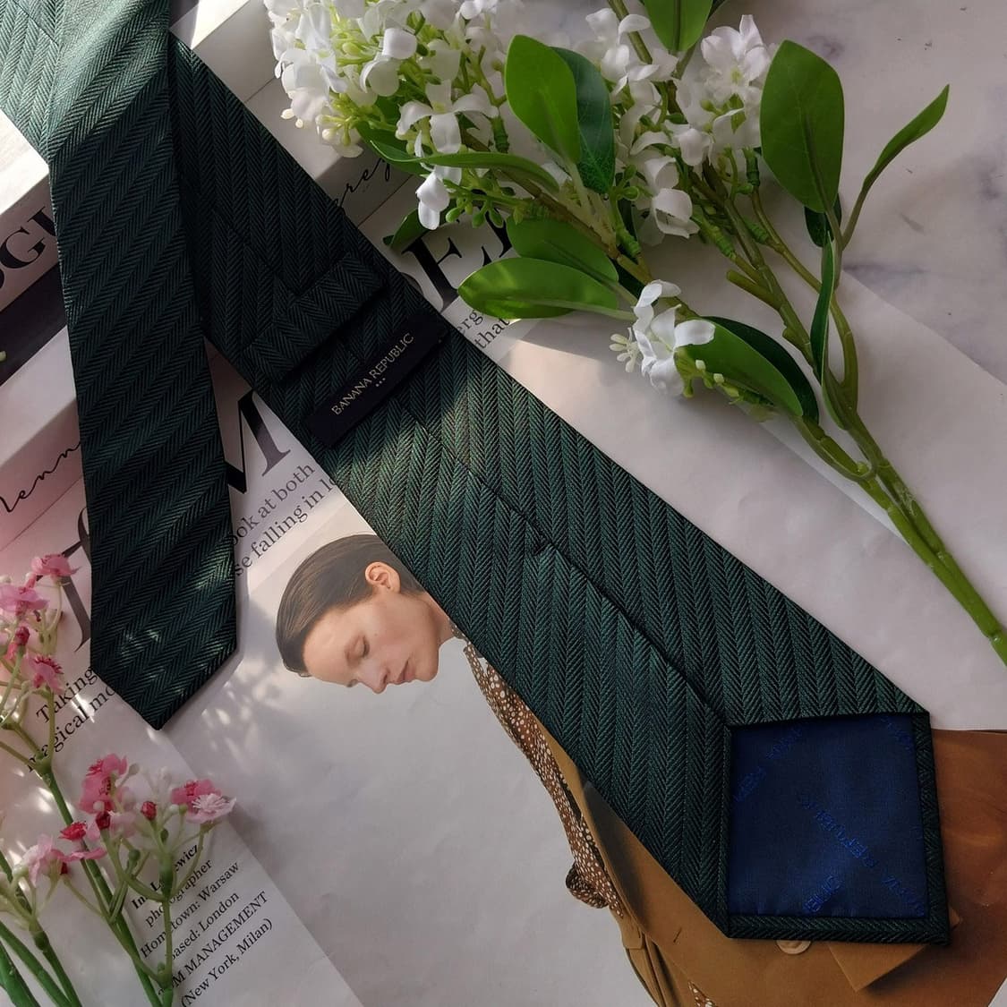 바나나리퍼블릭 실크 그린 헤링본 넥타이 7.9cm A등급 K1956 상품이미지6