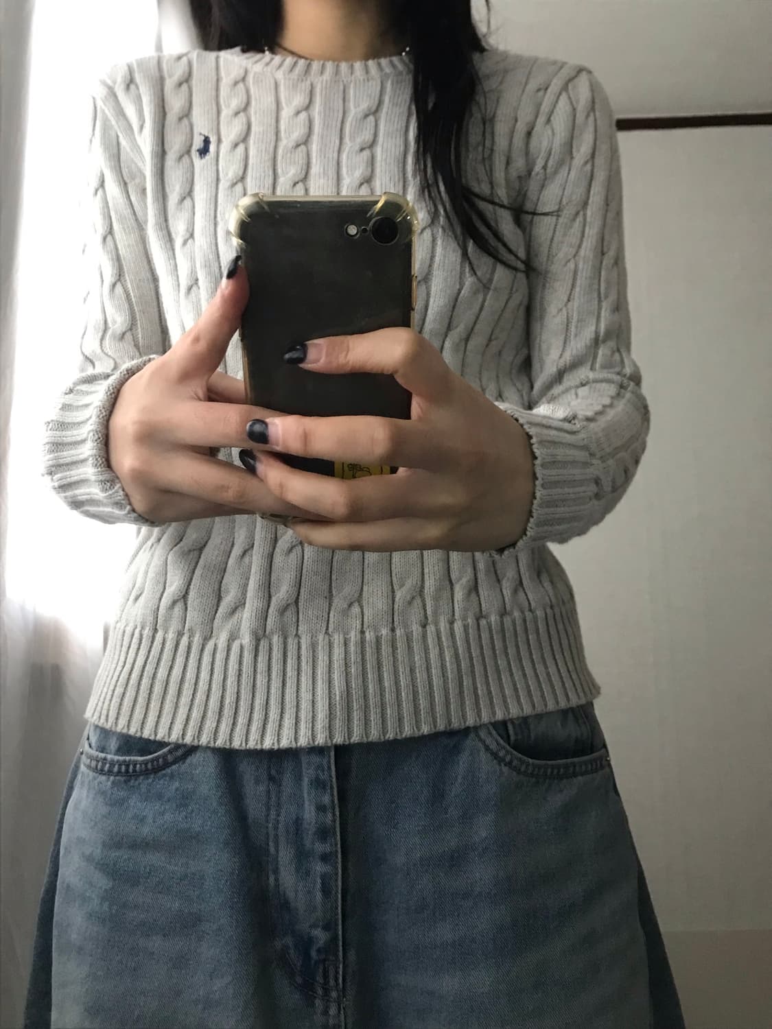 폴로 연그레이 케이블 니트 상품이미지5