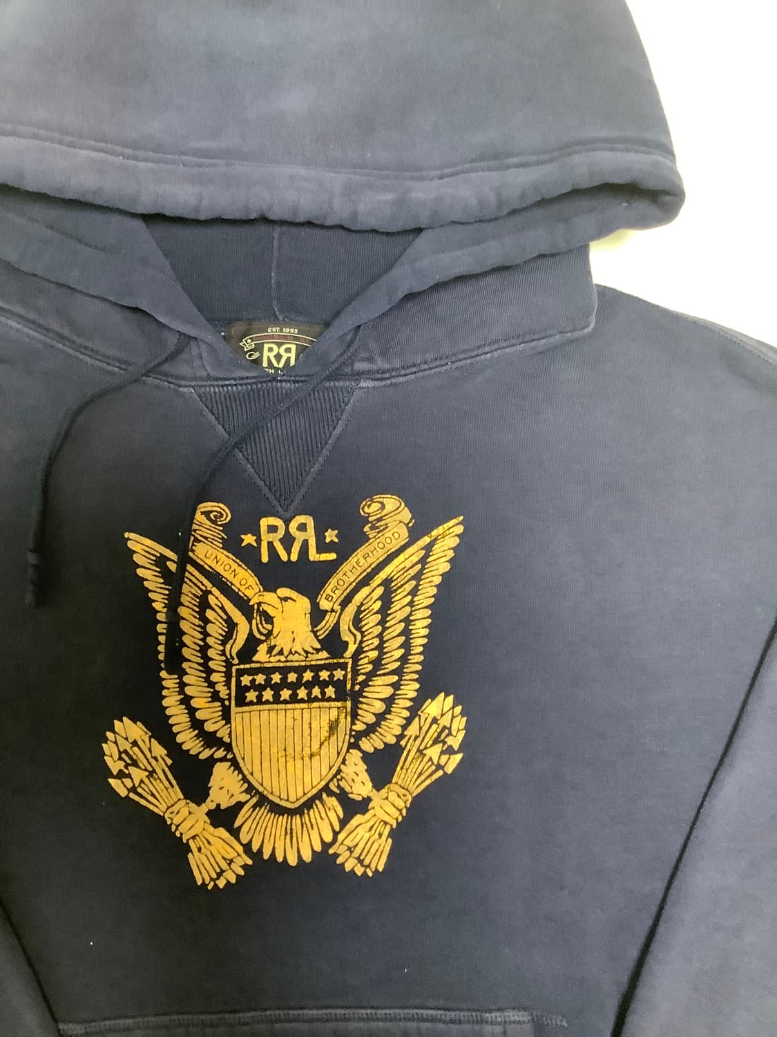 L RRL 더블알엘 그래픽 가먼트다이 네이비 후드티 상품이미지4