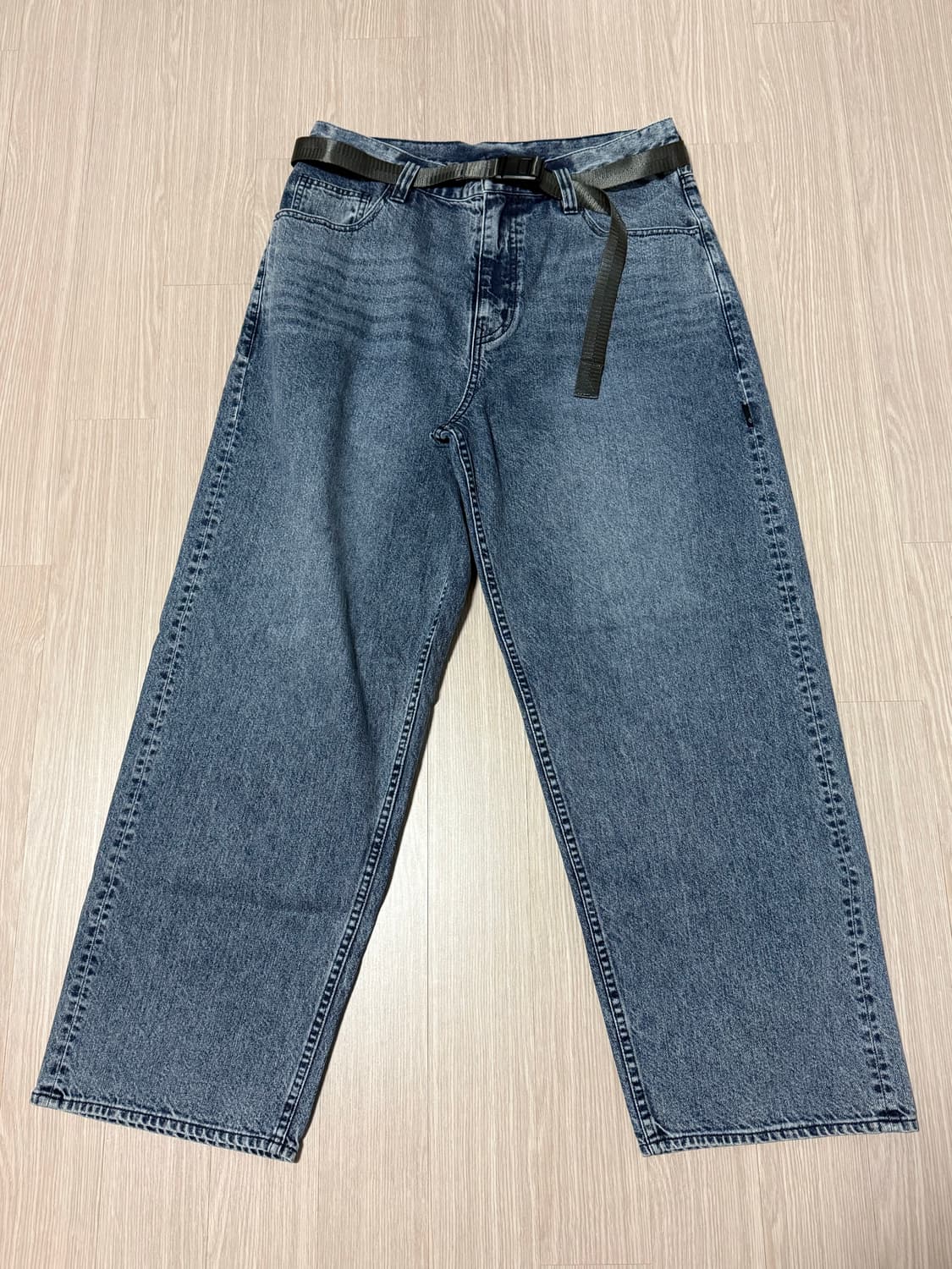 [2] 25AW 모이프 와이드 벨티드 6p 데님 청바지 워시드 인디고 상품이미지4