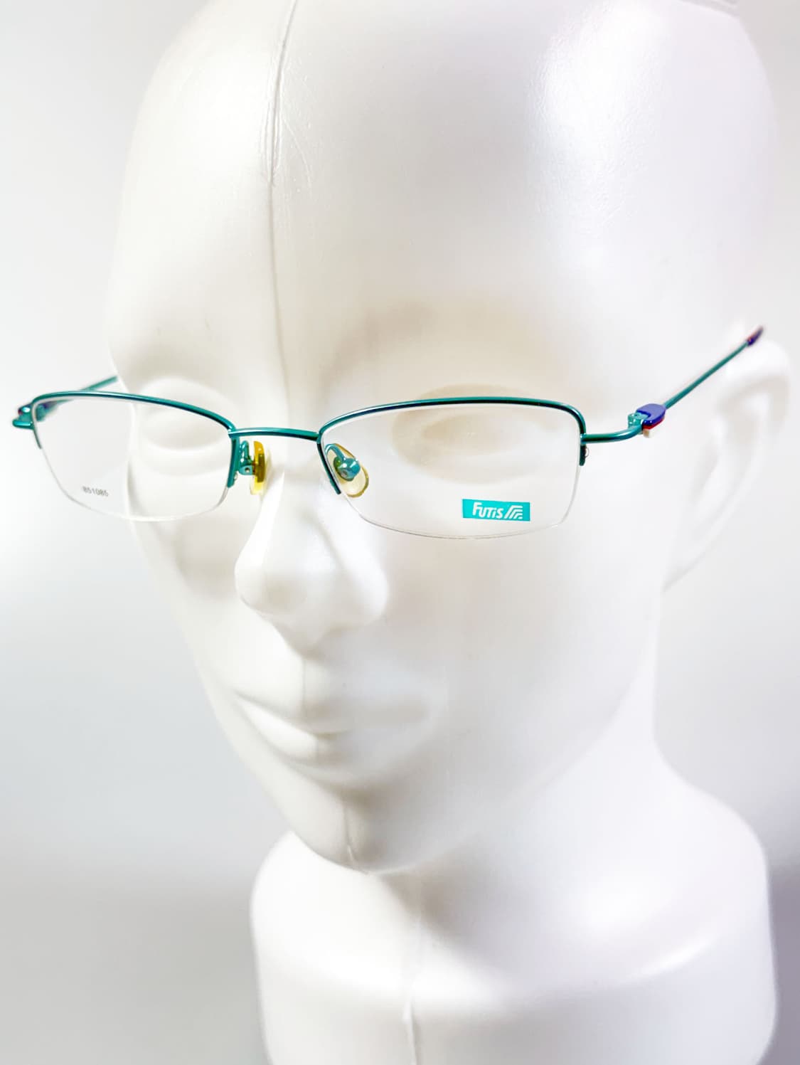90s FUTIS 터콰이즈 반무테 스퀘어 메탈 빈티지 안경 상품이미지8