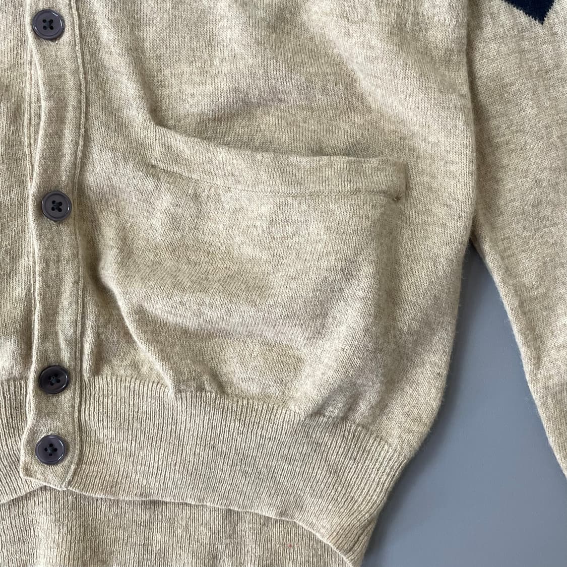 ikka 익까 일본빈티지 베이지 아가일 가디건 L 상품이미지5
