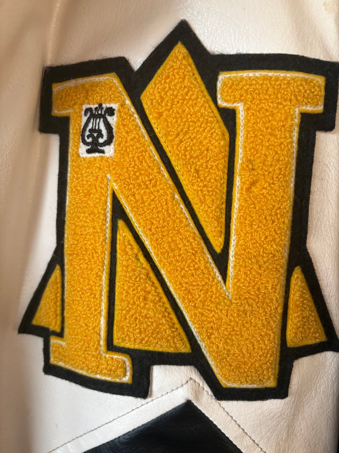 빈티지 바시티 레터맨 자켓 RAU 스냅, 가죽 패널 상품이미지2