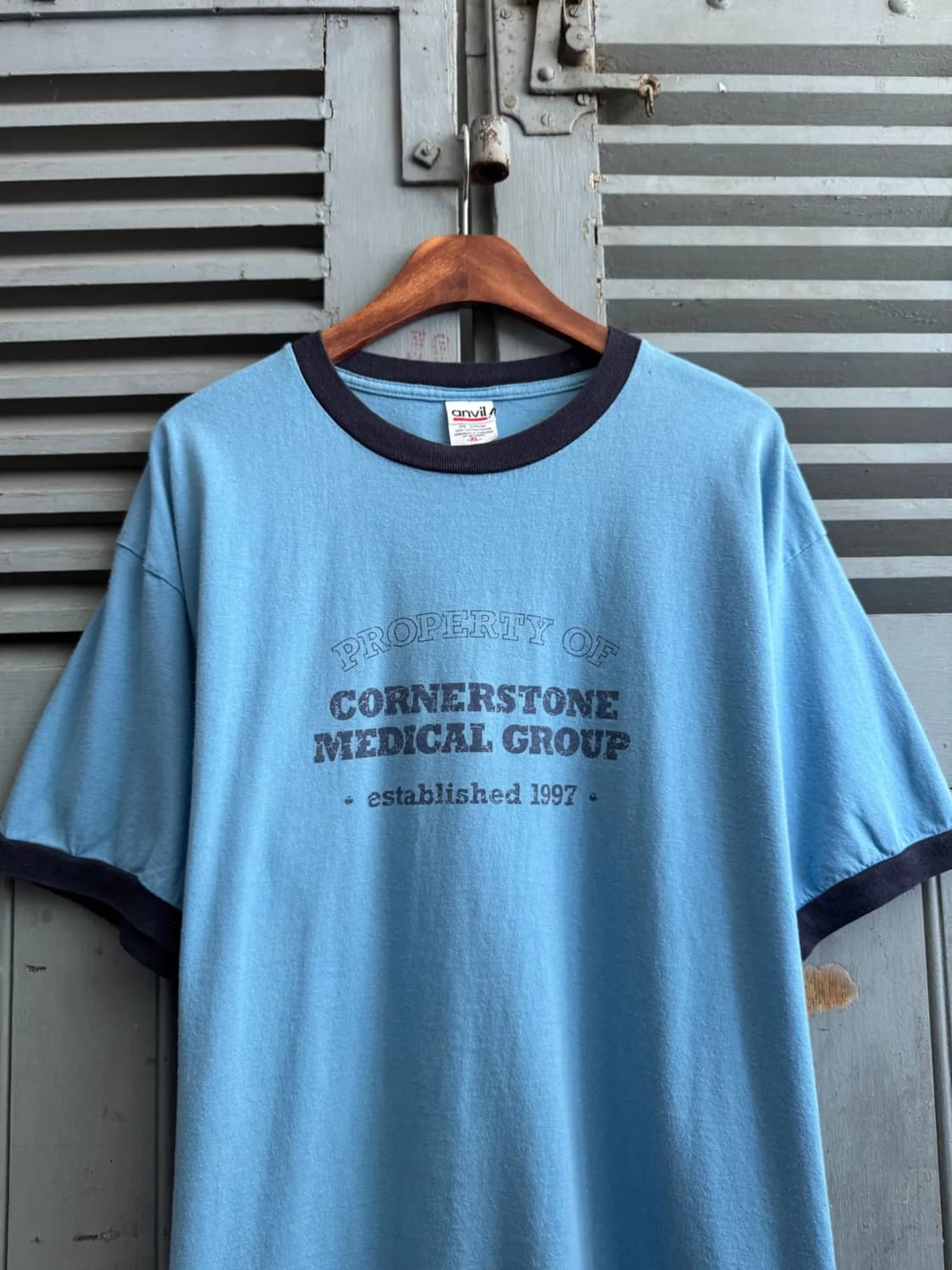[XL]90's USA 빈티지 파스텔그린 링거 티셔츠 상품이미지1
