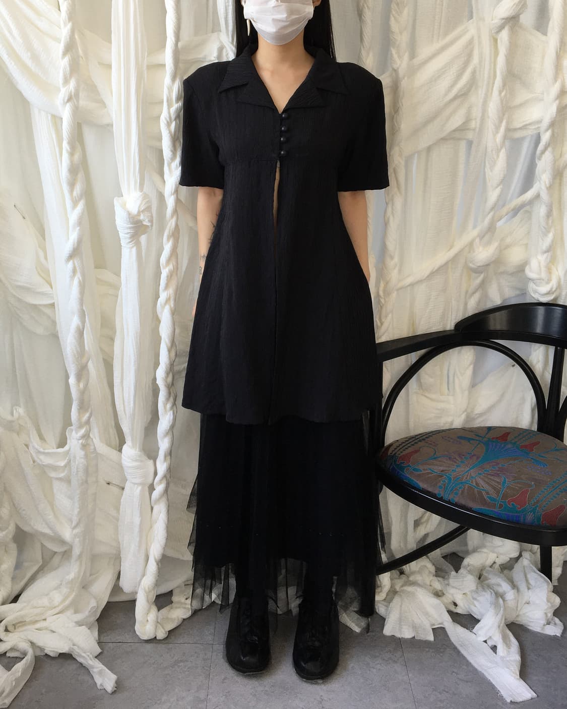 Pleats line point long jacket 상품이미지8