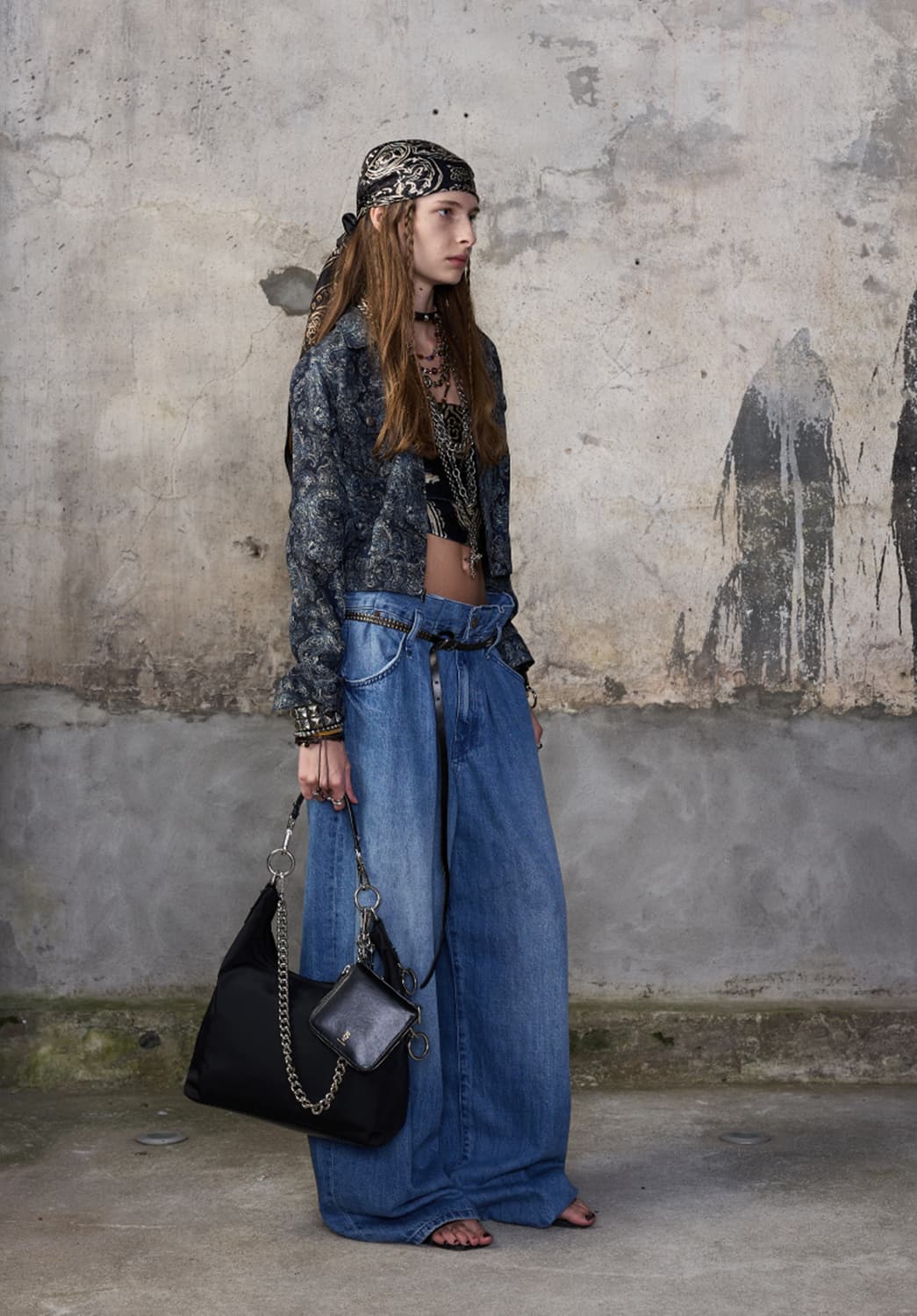 R13 플렛티드 웨스트밴딩 데님 진 상품이미지1