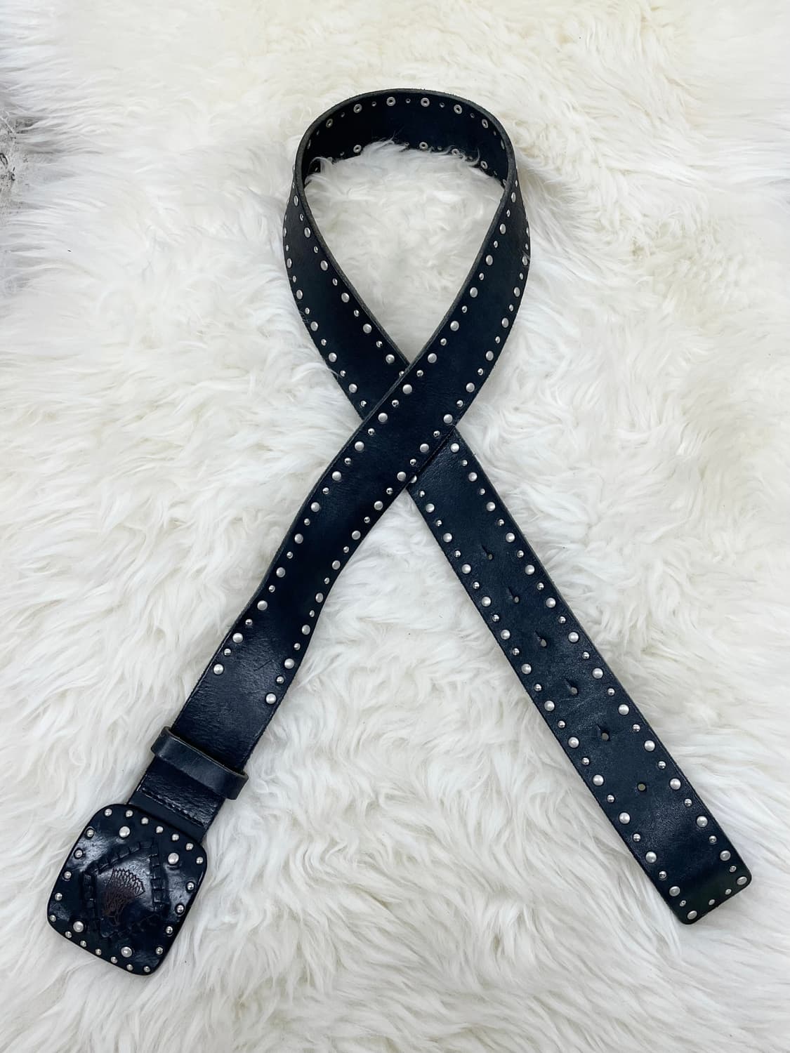 리얼레더 락시크 스터드 버클 벨트 상품이미지1