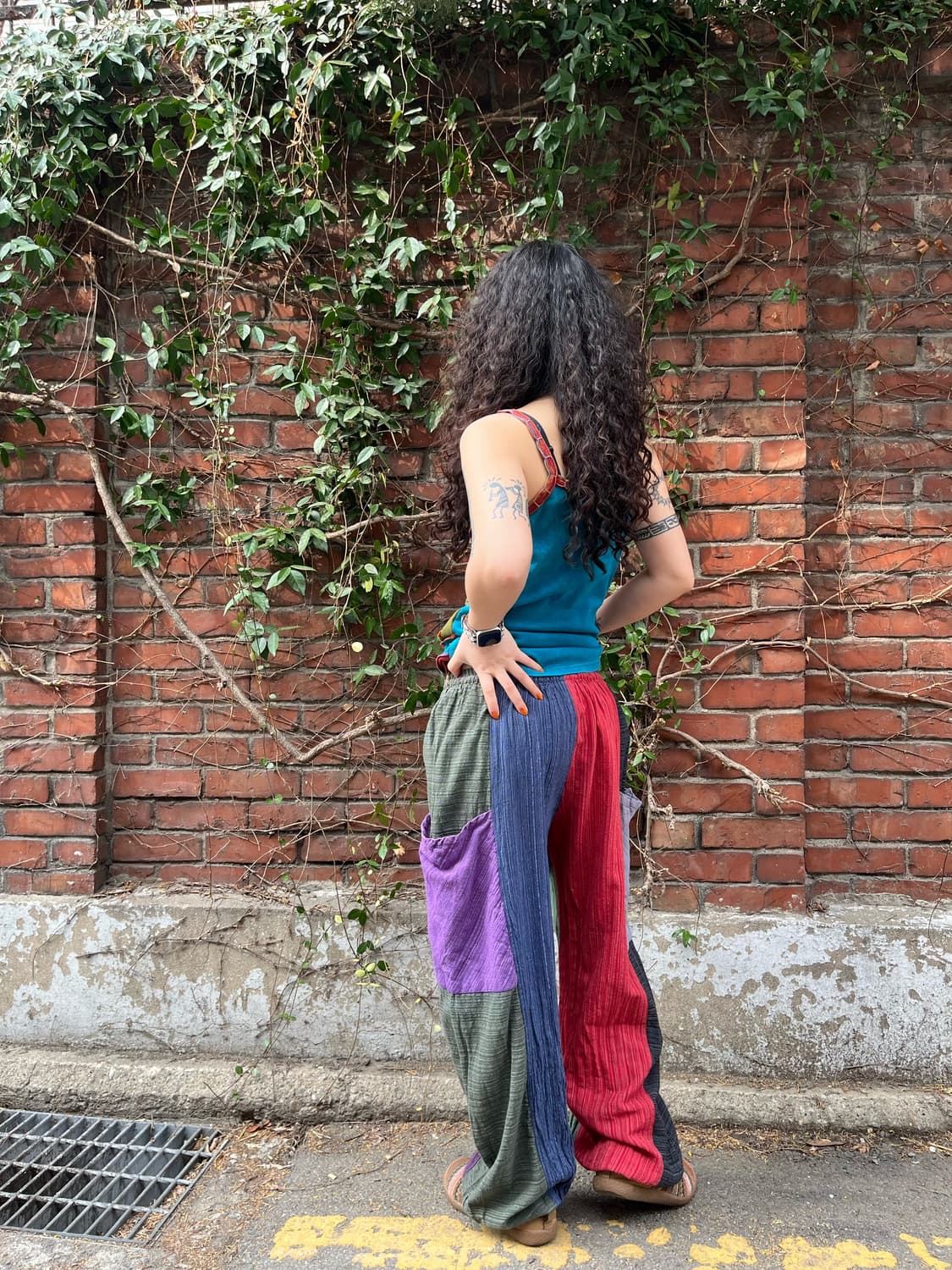 히피 에스닉 패치 와이드 팬츠 상품이미지5