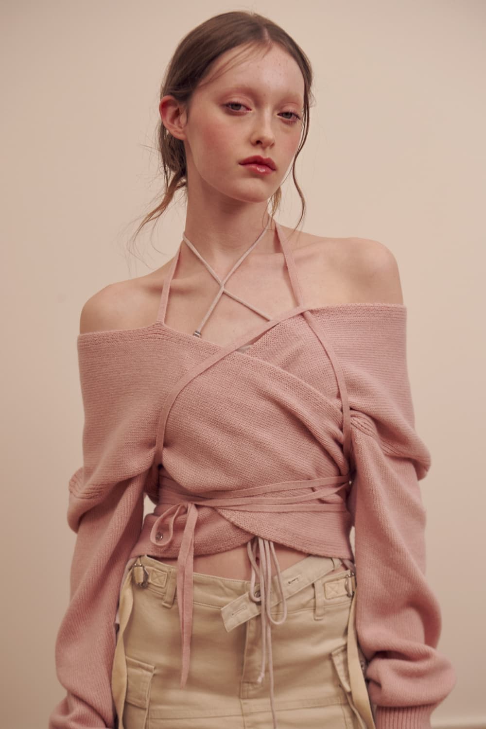 페인오어플레져 아이리스 랩 니트 핑크 상품이미지1