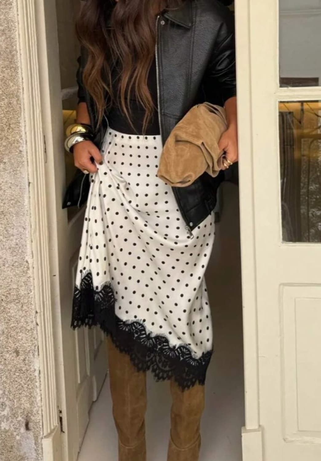 쉬인 도트 레이스 미디 스커트 상품이미지2