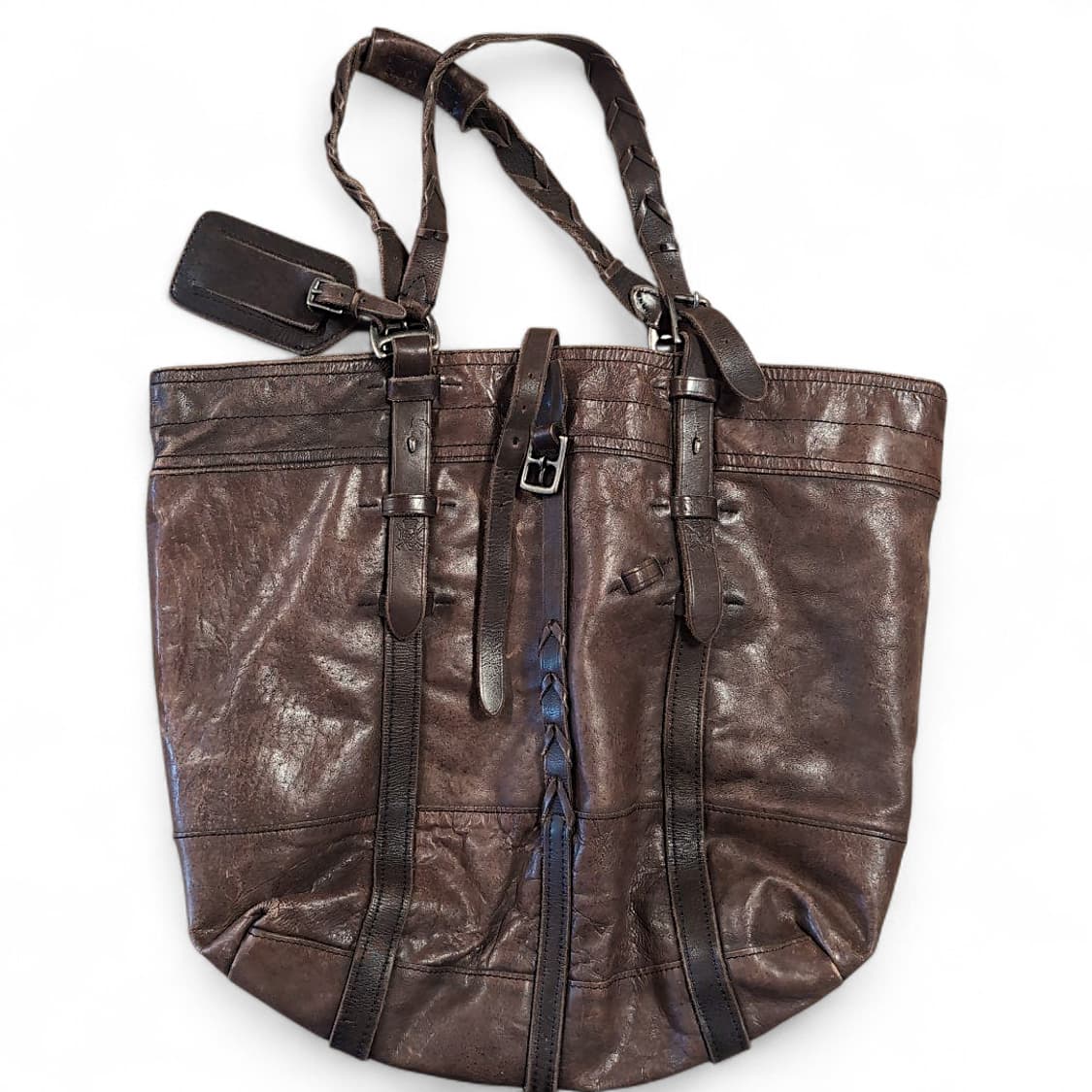 랄프로렌 헤리티지 빈티지가공 소가죽 토트백 상품이미지1