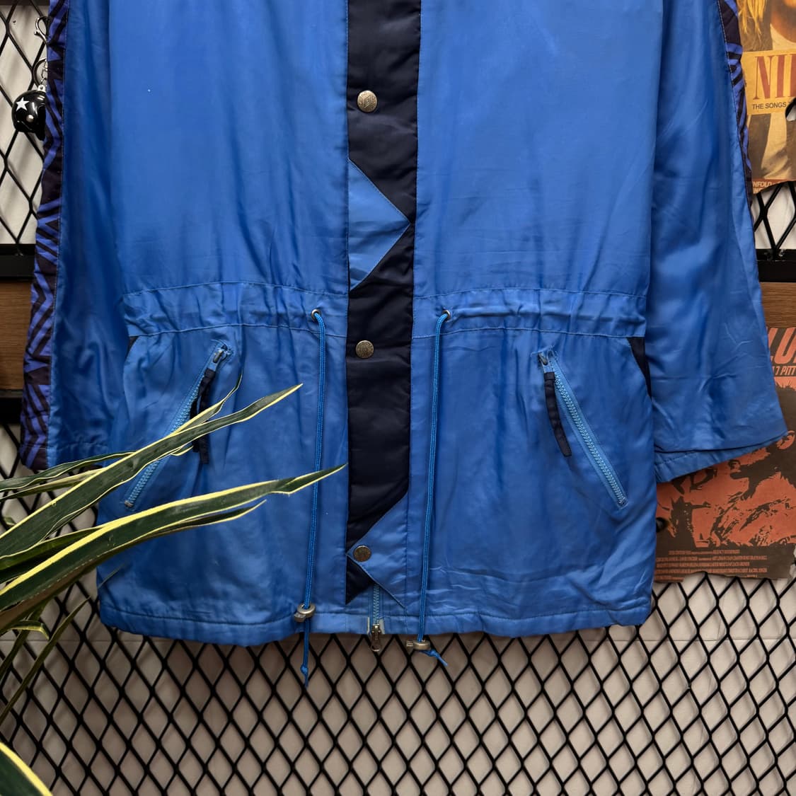 90s 엄브로 롱파카 나일론 트랙 자켓 전면 로고 포인트 블루 상품이미지4