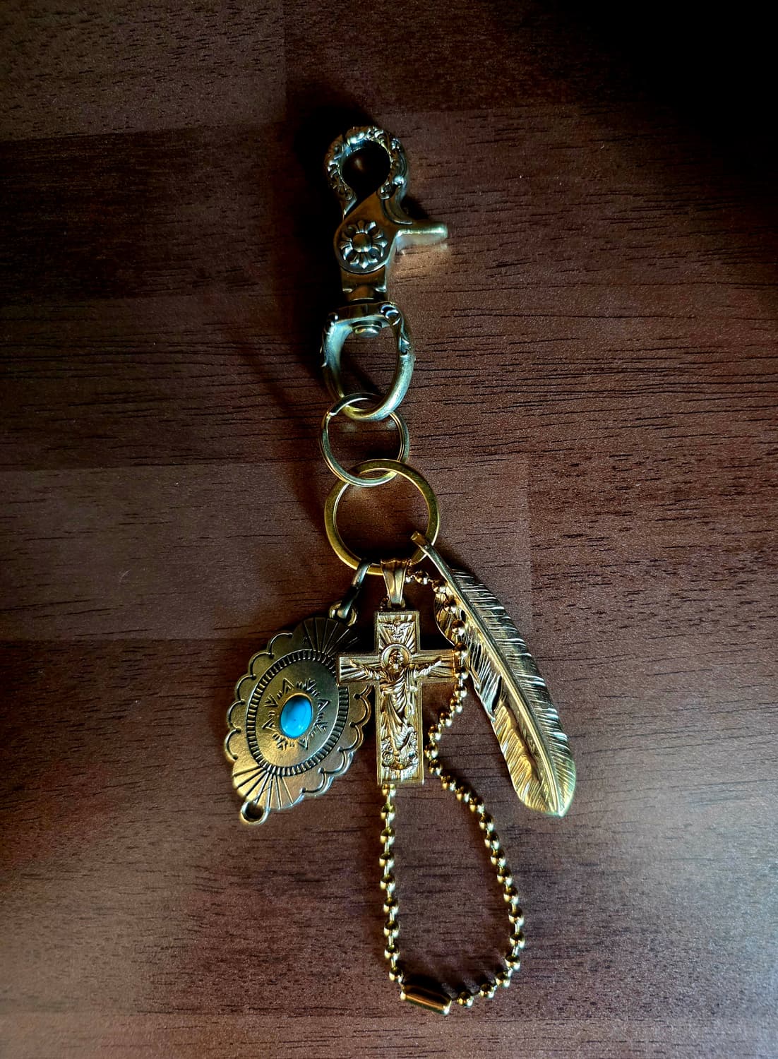 3cross gold brass cross wing  keyring 상품이미지6