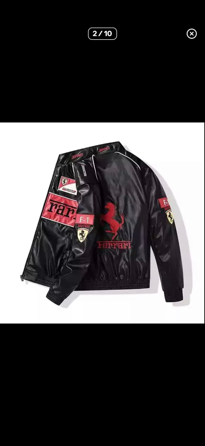 페라리 바이크 가죽 래더 자켓 F1 빈티지 스트릿 바이 크레이싱 상품이미지1