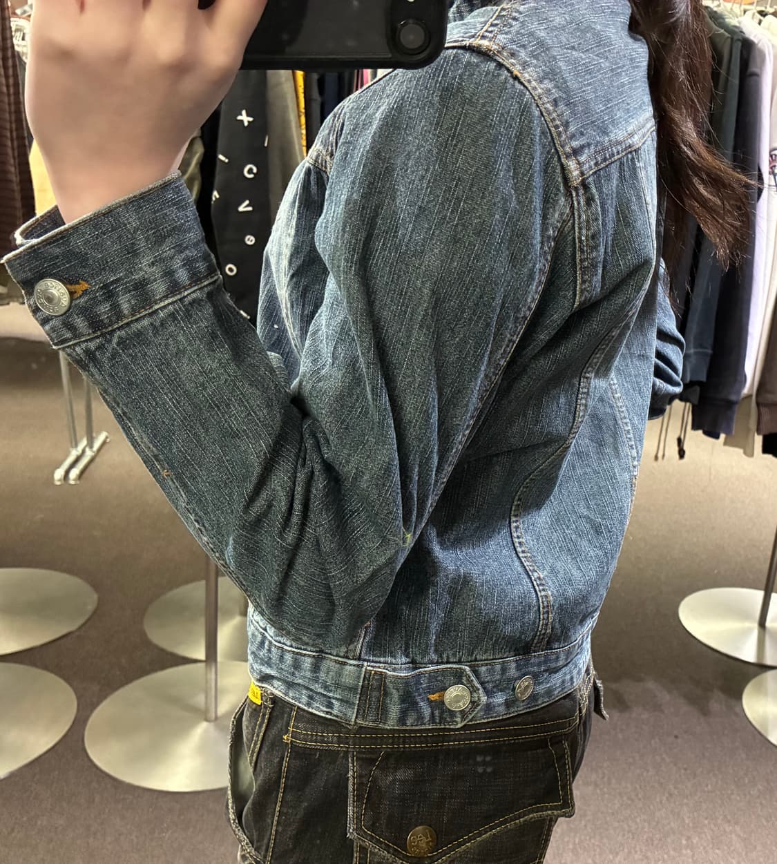 L)Avarice 빈티지 여성 비즈 디테일 데님 집업 자켓 상품이미지3