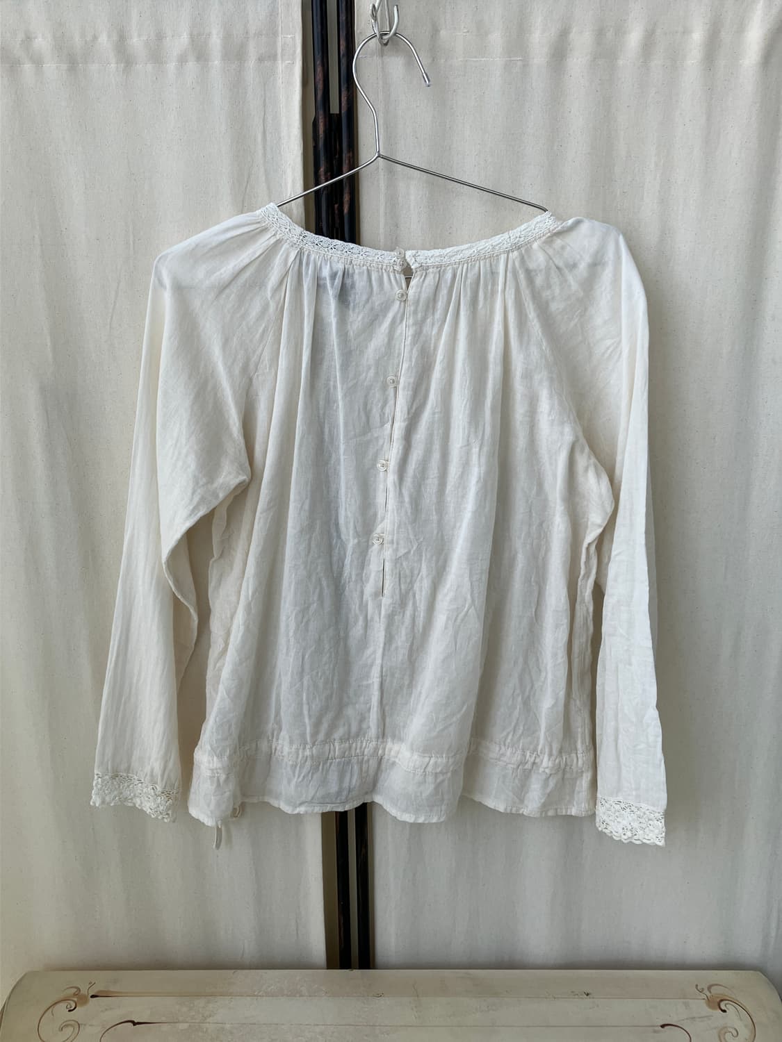 ivory crochet frill long blouse 상품이미지8