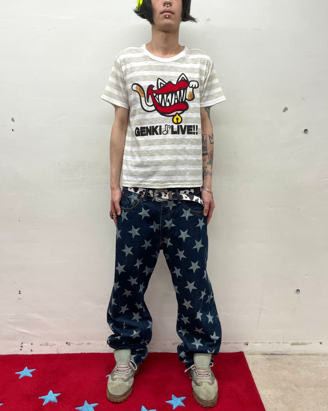 Lips Cat Stripe T-shirt 상품이미지3