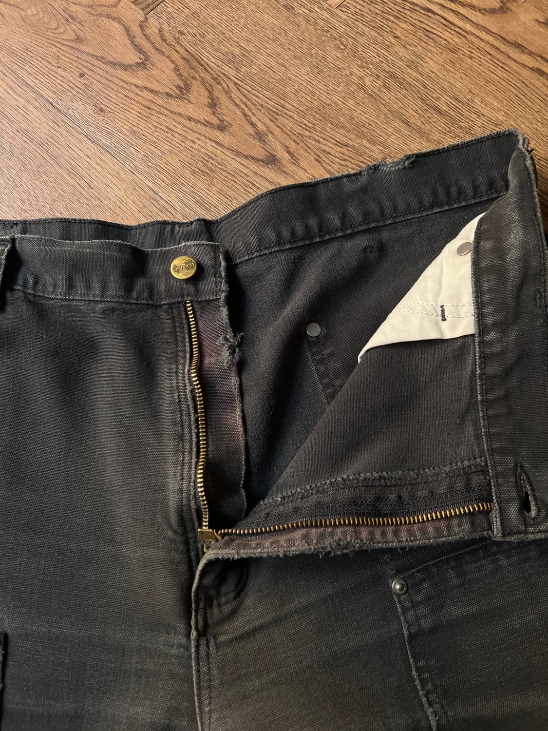 [38]칼하트 USA 빈티지 페이딩 블랙 더블니 워크팬츠 상품이미지5