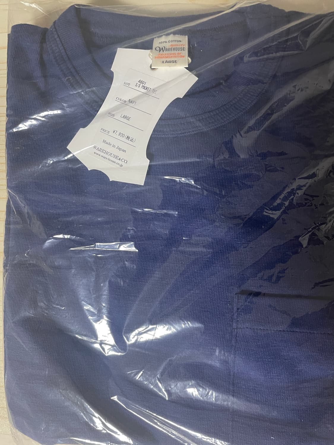 웨어하우스 Lot 4601 루프휠 포켓 티셔츠 네이비 L 상품이미지1