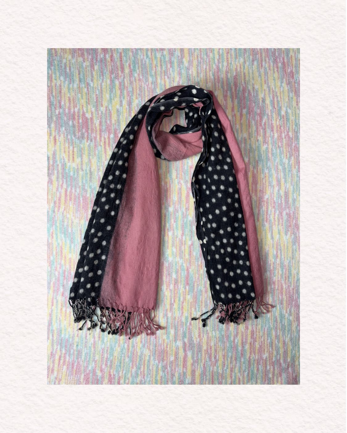 핑크 도트 포인트 울 머플러 상품이미지1