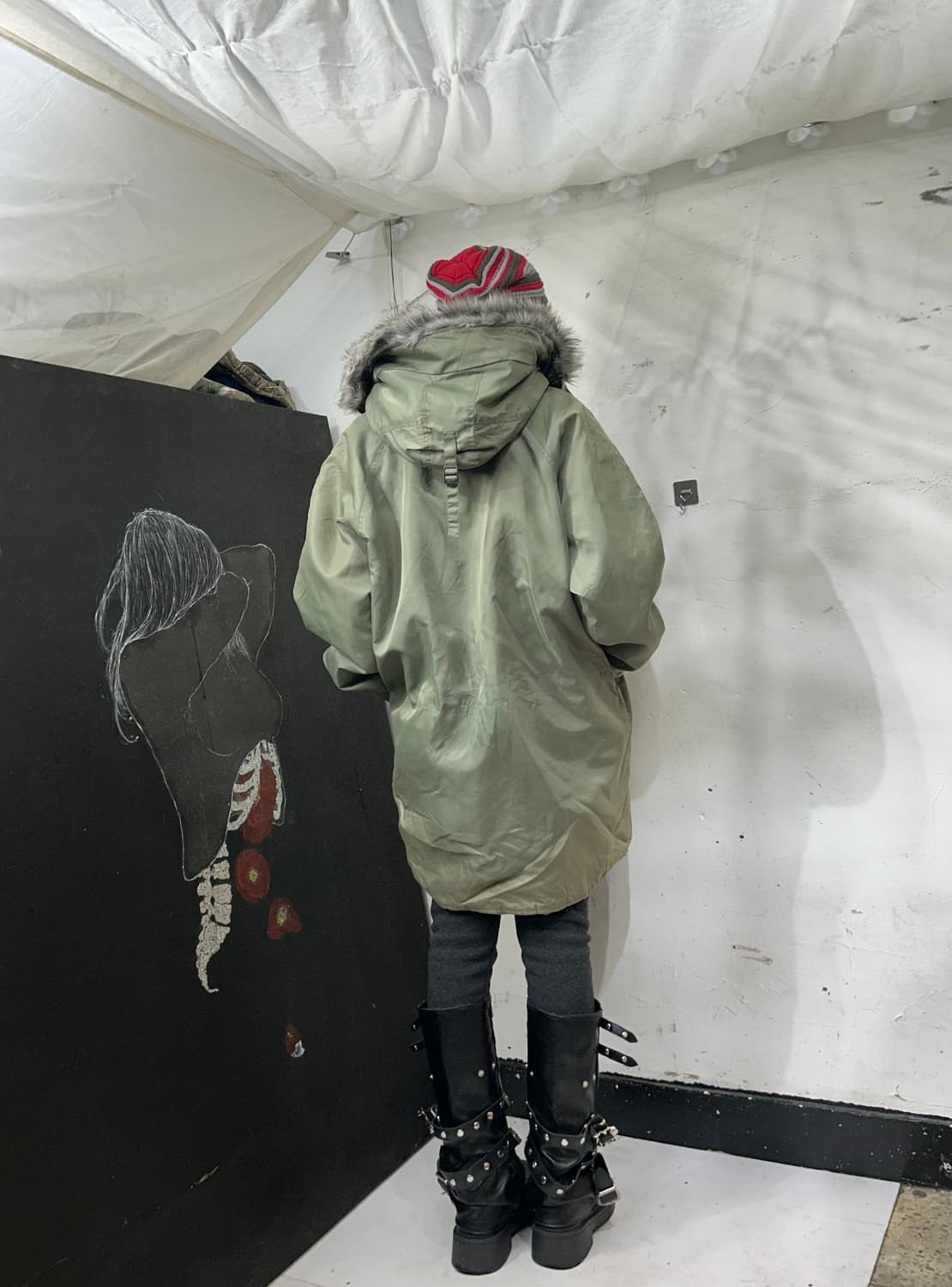 일본빈티지 Rg 울프죠 퍼 후드 개파카 자켓 L 상품이미지4