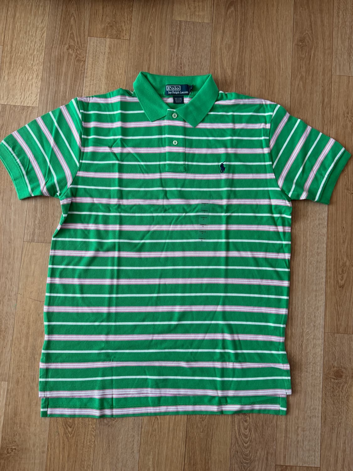 폴로 랄프로렌 스트라이프 반팔 카라티 그린 L 상품이미지1