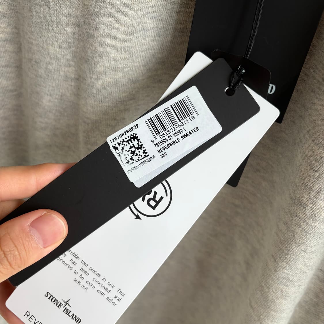 새상품(L)스톤아일랜드 와펜 리버시블 롱슬리브 맨투맨 그레이 옐로우 상품이미지4