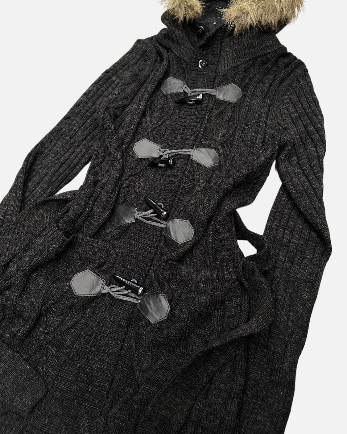 fur hood knit duffle coat 상품이미지3