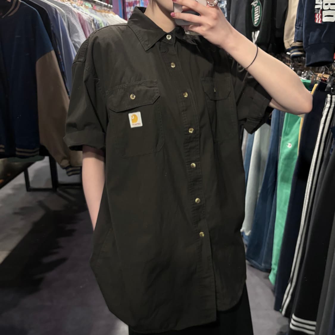  [IM] Carhartt 칼하트 투포켓 반팔 셔츠 차콜 상품이미지3