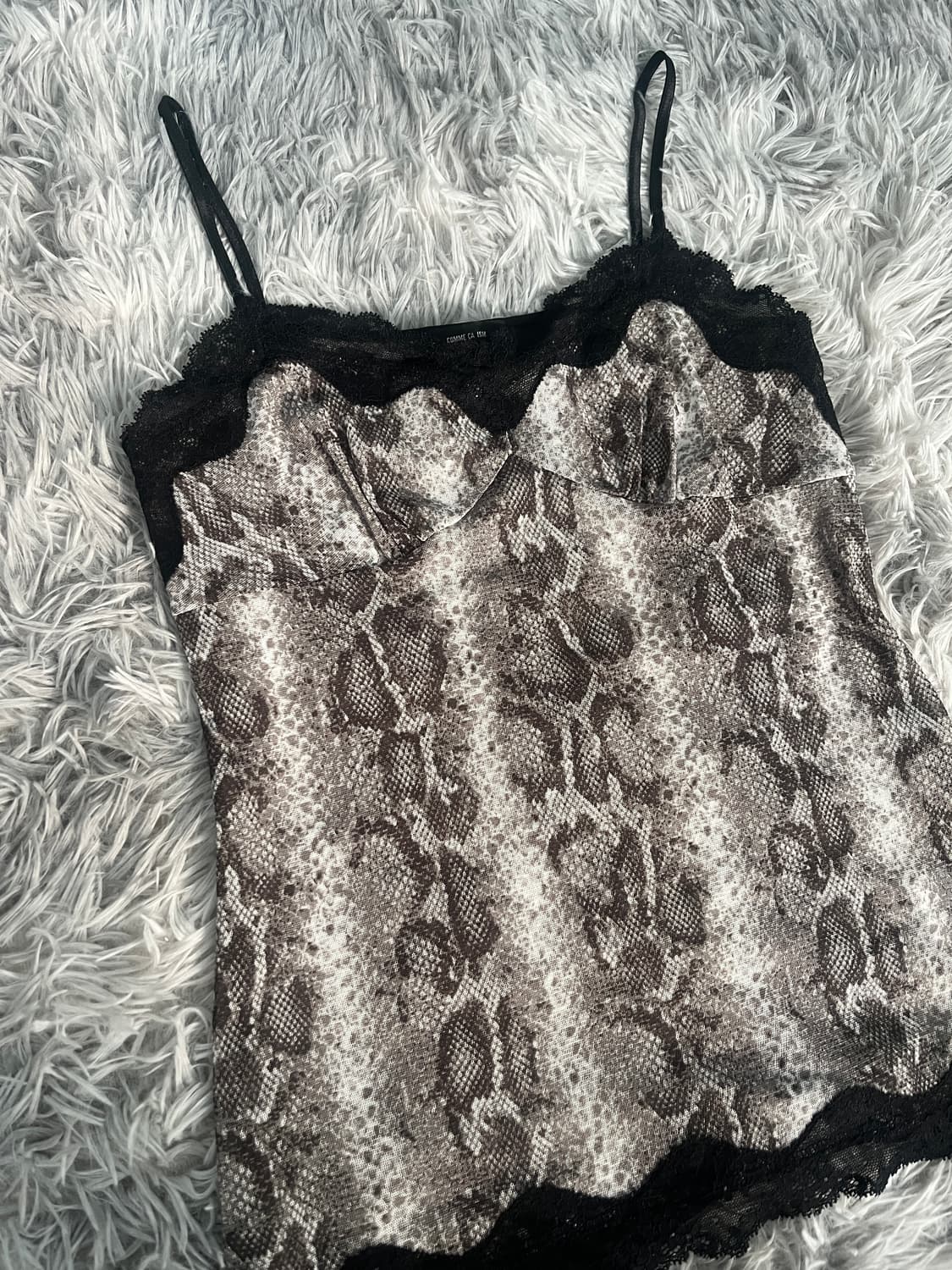 y2k 갸루 블랙 펑크 뱀피 파이톤 레이스 슬리브리스 상품이미지8