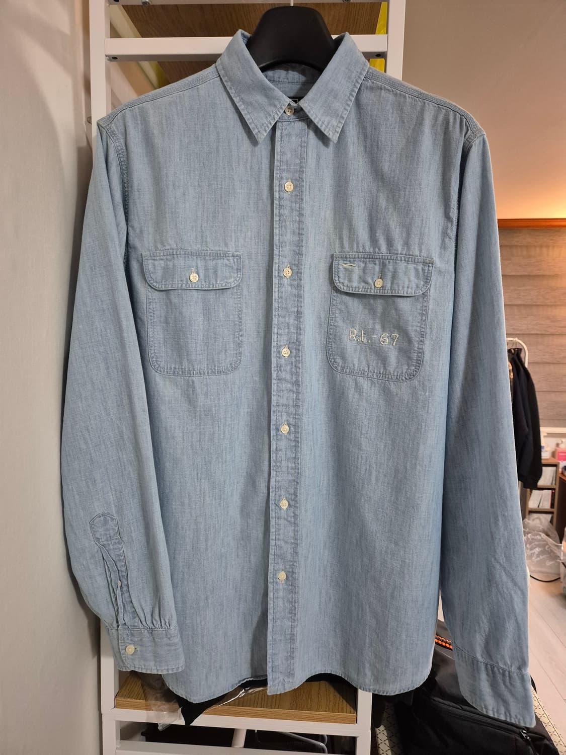 폴로 랄프로렌 성조기 자수 샴브레이 셔츠 L 클래식핏 상품이미지3